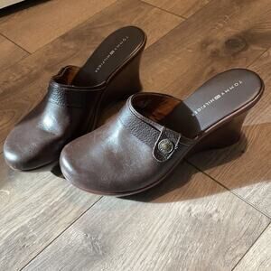 Tommy Hilfiger Brown Leather Mules